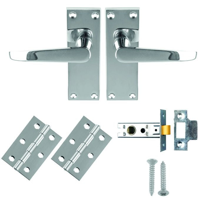 Contract Victorian Straight Latch Pac   Polished Chrome