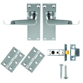 Contract Victorian Straight Latch Pack - Polished Chrome 118 X 40MM