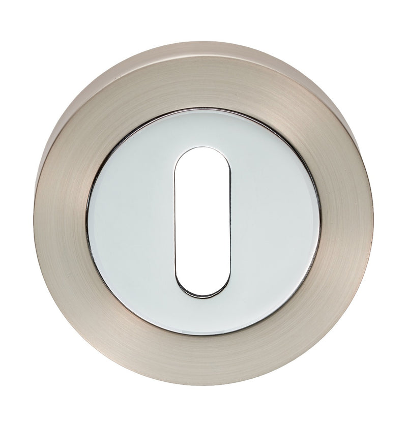 Escutcheon - Lock Profile On Concealed Fix Round Rose - Satin Nickel/Polished Chrome 52 x 8