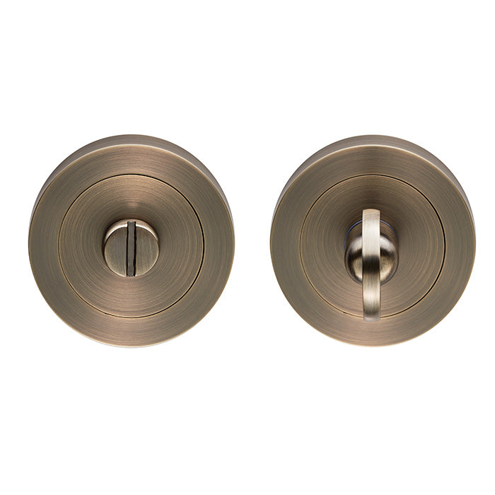 Turn & Release - 5Mm Spindle - Screw-On Round Rose - Antique Brass
