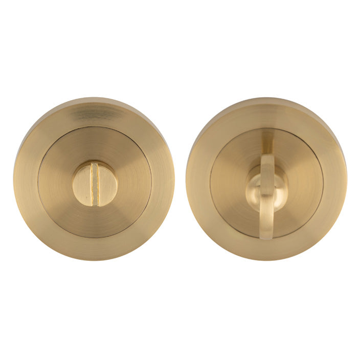 Turn & Release - 5Mm Spindle - Screw-On Round Rose - Satin Brass