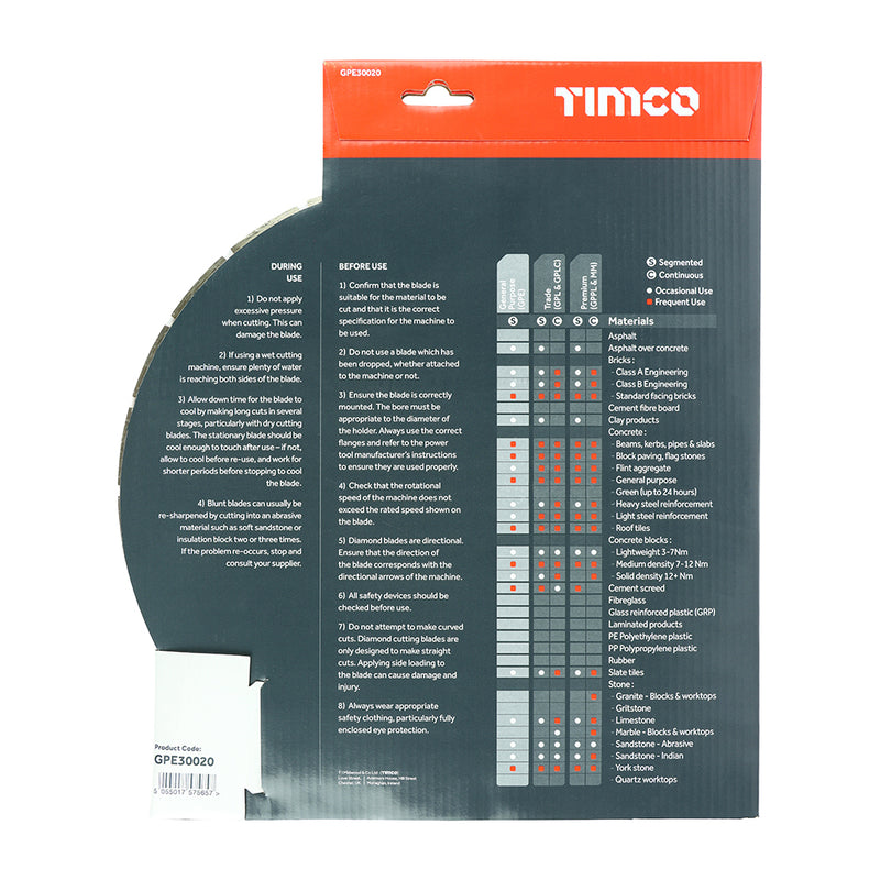 TIMCO General Purpose Diamond Blade Segmented — Box
