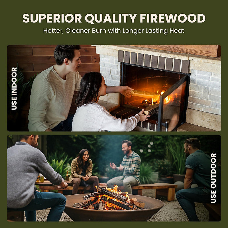 Green Olive Firewood Company Hardwood Kiln Dried Logs - 40L - Efficient Heat Output