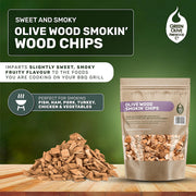 Green Olive Firewood Company Olive Wood Chips, 700g - FOWSC1.5 - Ideal for BBQ Smoking