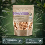 Green Olive Firewood Company Olive Wood Chips, 700g - FOWSC1.5 - Ideal for BBQ Smoking