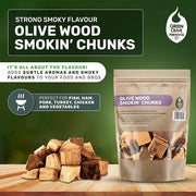 Green Olive Firewood Company Olive Wood Chunks for Smoking, 1.6kg - FOWCC1.5