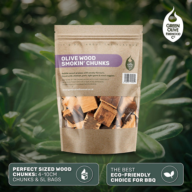 Green Olive Firewood Company Olive Wood Chunks for Smoking, 1.6kg - FOWCC1.5