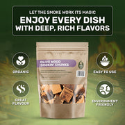 Green Olive Firewood Company Olive Wood Chunks for Smoking, 1.6kg - FOWCC1.5