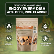 Green Olive Firewood Company Whiskey Wood Chunks 1.5kg - FWHCC1.5 - Ideal for BBQ Smoking