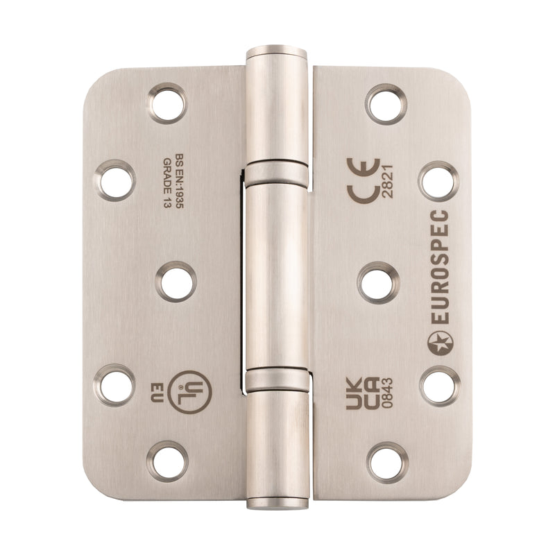 102 X 89 X 3Mm Thrust Bearing Hinge Grade 13 C/W Screws - Radius (Pair) - Satin Stainless Steel