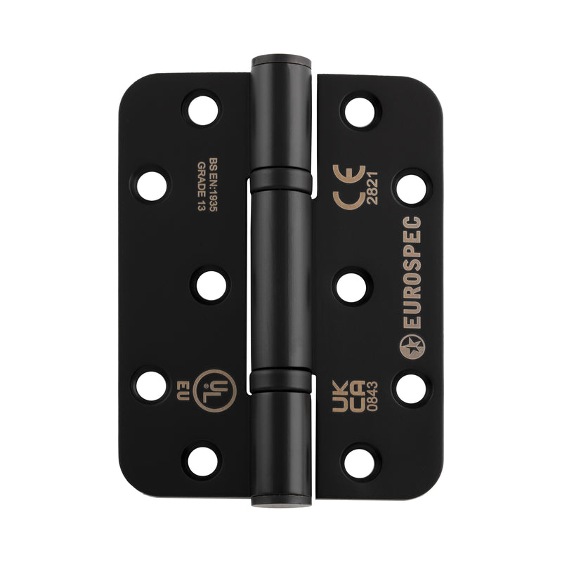 102 X 76 X 3Mm Thrust Bearing G13 Hinge C/W Screws - Radius (Pair) - Matt Black
