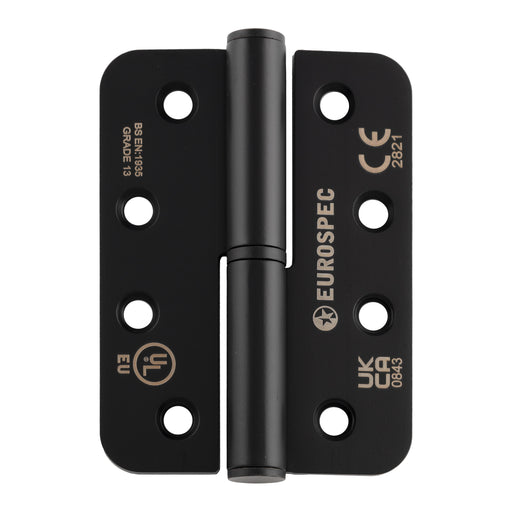 102 X 76 X 3Mm Lift Off Hinge Grade 13 C/W Screws - Radius (Pair) - Right Hand - Matt Black