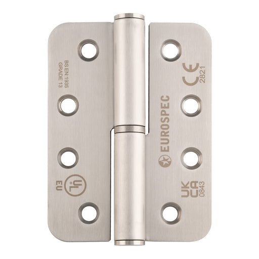 102 X 76 X 3Mm Lift Off Hinge Grade 13 C/W Screws - Radius (Pair) - Right Hand - Satin Stainless Steel