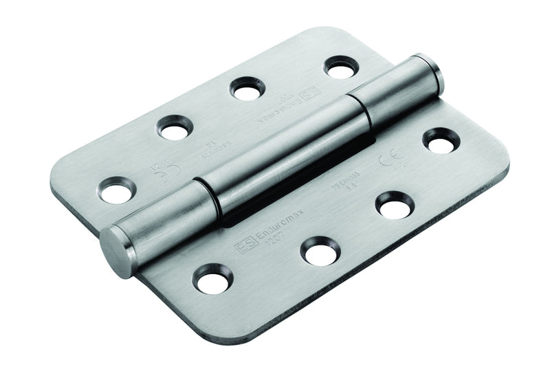 102 X 76 X 3.4Mm Concealed Bearing Hinge Grade 14 C/W Screws - Radius (Pair) - Satin Stainless Steel