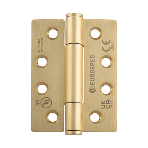 102 X 76 X 3.4Mm Concealed Bearing Hinge Grade 14 C/W Screws (Pair) - Satin Brass