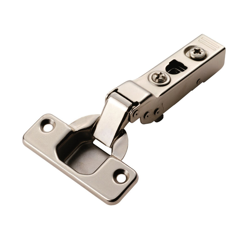 100 Deg Half Overlay Clip-On Soft Close Hinge (C80B676F) - Bright Nickel Plate 35 cup