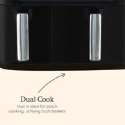 Haden 9.5L Dual Air Fryer - 10 Presets, Family Size, Digital Control, 60-Min Timer, Oil-Free, LED Display, Non-Stick Baskets