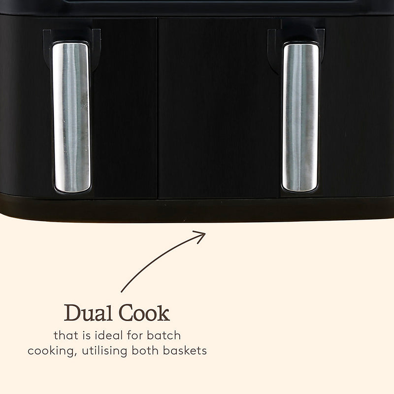 Haden 9.5L Dual Air Fryer - 10 Presets, Family Size, Digital Control, 60-Min Timer, Oil-Free, LED Display, Non-Stick Baskets
