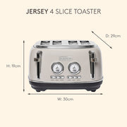 Haden Jersey Toaster - 4 Slice Retro Electric Stainless-Steel Toaster with Reheat and Defrost Functions - 1370-1630W