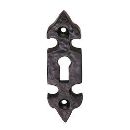 Escutcheon - Lock Profile Fleur De Lys Face Fix - Black Antique 84 X 25