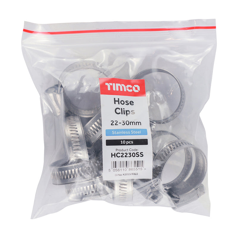 TIMCO Hose Clips A2 Stainless Steel - 110-140mm
