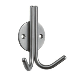 Double Coat Hook - 100Mm - Face Fix - Satin Stainless Steel