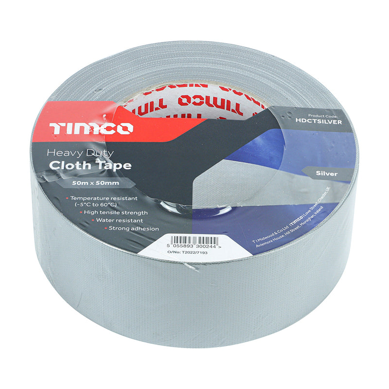 TIMCO Heavy Duty Cloth Tape Black - 50m x 50mm
