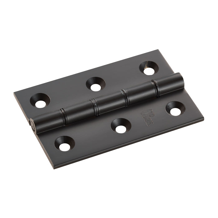 75 X 50 X 2.5Mm Double Phosphor Bronze Washered Butt Hinge C/W Screws (Pair) - Matt Black 76 x 50 x 2.5mm