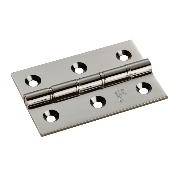 75 X 50 X 2.5Mm Double Phosphor Bronze Washered Butt Hinge C/W Screws (Pair) - Polished Nickel 76 x 50 x 2.5mm