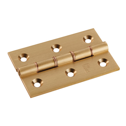 75 X 50 X 2.5Mm Double Phosphor Bronze Washered Butt Hinge C/W Screws (Pair) - Satin Brass 76 x 50 x 2.5mm