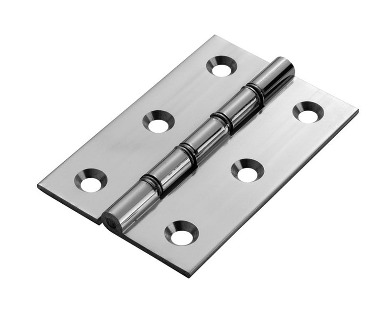 75 X 50 X 2Mm Double Steel Washered Butt Hinge C/W Screws (Pair) - Polished Chrome