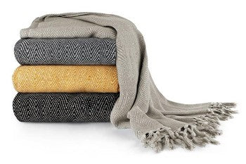Bellisimo Herringbone Throw 90"x100" Silver
