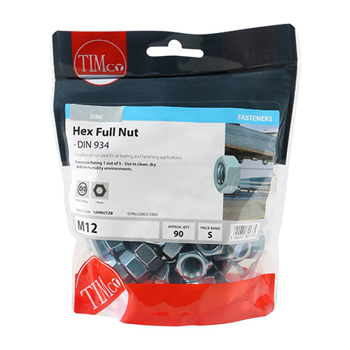 TIMCO Hex Full Nuts DIN934 Silver - M10