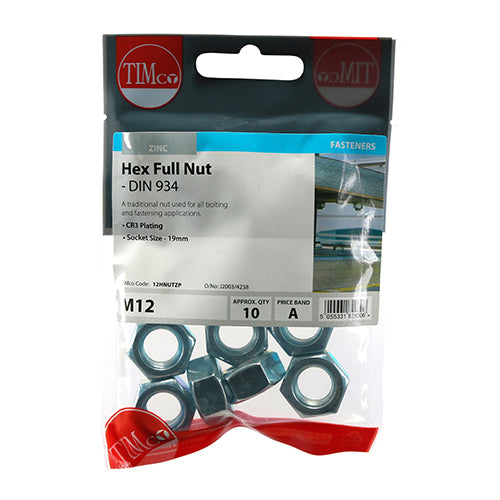 TIMCO Hex Full Nuts DIN934 Silver — Trade Pack