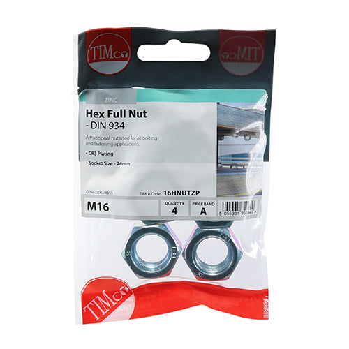 TIMCO Hex Full Nuts DIN934 Silver - M10