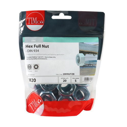 TIMCO Hex Full Nuts DIN934 Silver - M10