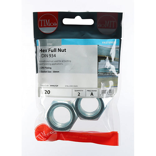 TIMCO Hex Full Nuts DIN934 Silver - M10