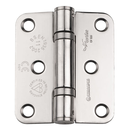 76 X 67 X 2.5Mm Ball Bearing Hinge Grade 11 C/W Screws - Radius (Pair) - Bright Stainless Steel