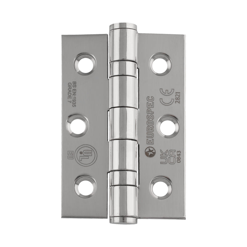 76 X 51 X 2Mm Ball Bearing Hinge Grade 7 C/W Screws (Pair) - Bright Stainless Steel 76 X 51 X 2MM