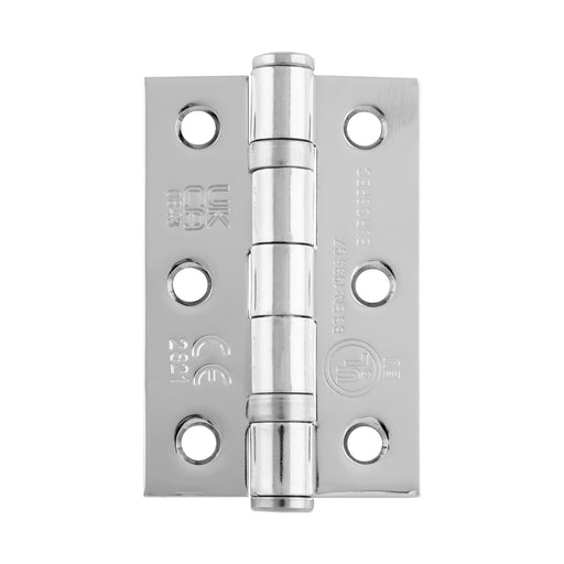 76 X 51 X 2Mm Ball Bearing Hinge Grade 7 C/W Screws (Pair) - Polished Chrome