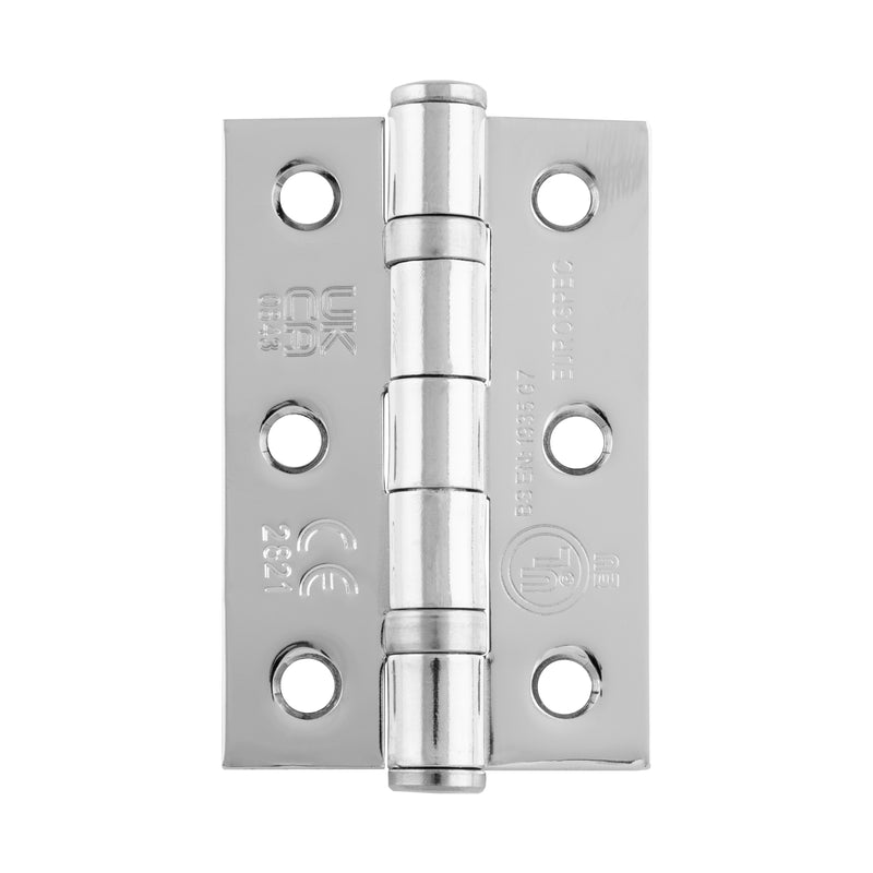 76 X 51 X 2Mm Ball Bearing Hinge Grade 7 C/W Screws (Pair) - Polished Chrome