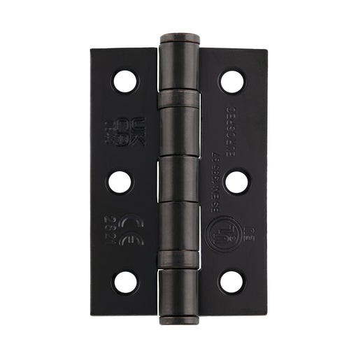 76 X 51 X 2Mm Ball Bearing Hinge Grade 7 C/W Screws (Pair) - Matt Black