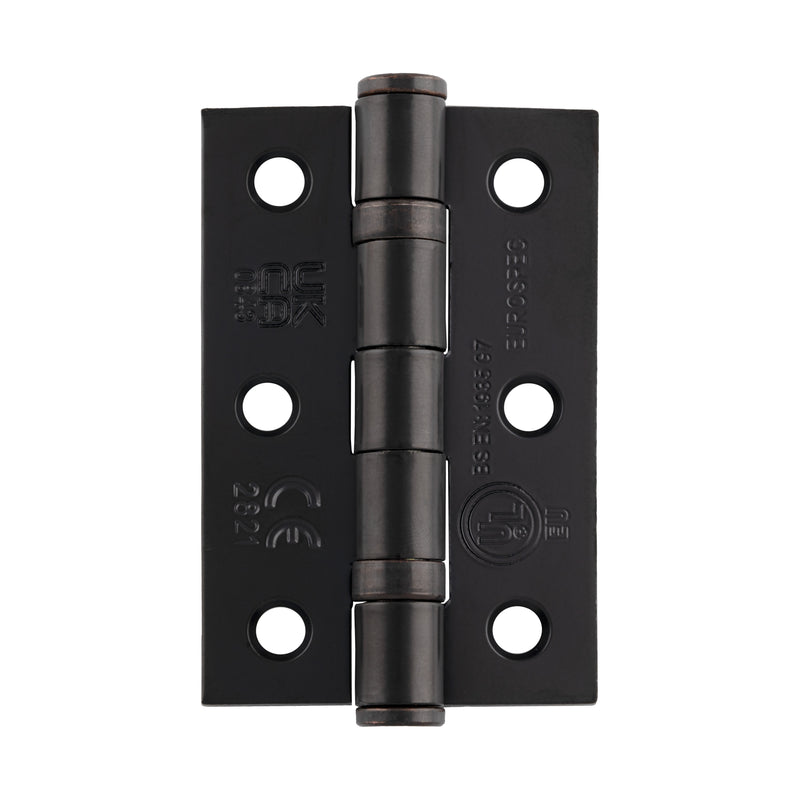 76 X 51 X 2Mm Ball Bearing Hinge Grade 7 C/W Screws (Pair) - Matt Black