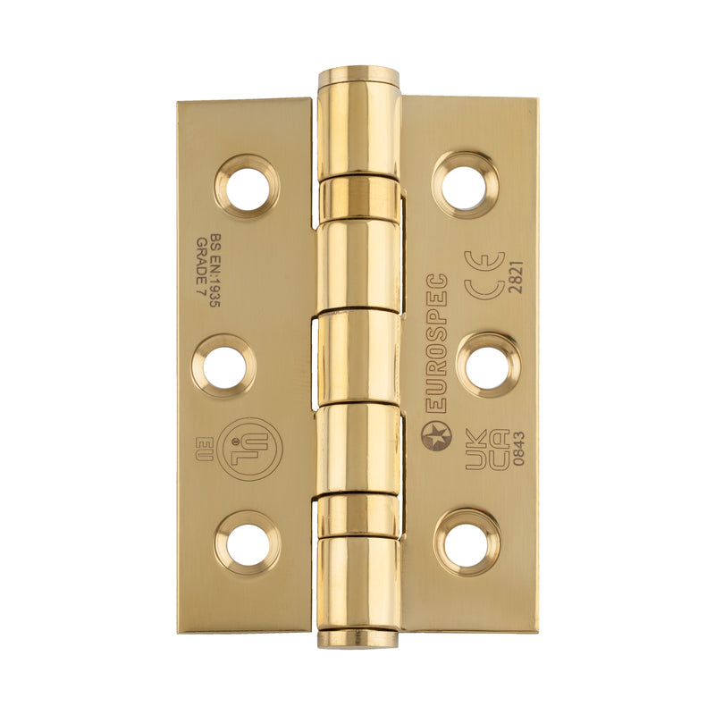76 X 51 X 2Mm Ball Bearing Hinge Grade 7 C/W Screws (Pair) - Stainless Brass 76 X 51 X 2MM