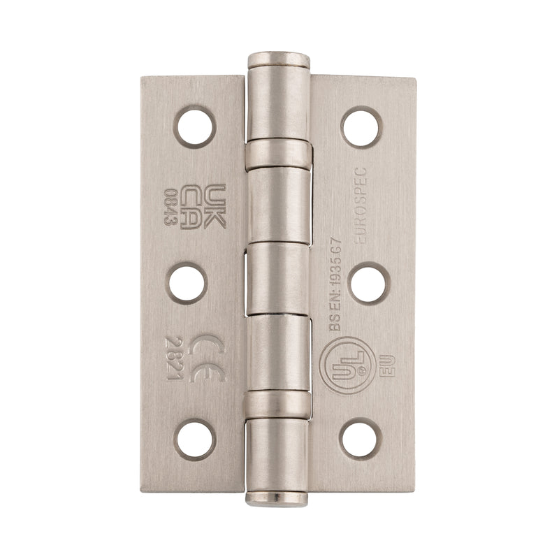 76 X 51 X 2Mm Ball Bearing Hinge Grade 7 C/W Screws (Pair) - Satin Nickel