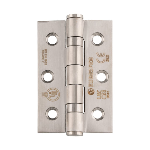 76 X 51 X 2Mm Ball Bearing Hinge Grade 7 C/W Screws (Pair) - Satin Stainless Steel 76 X 51 X 2MM