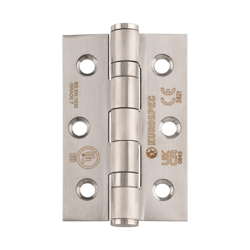 76 X 51 X 2Mm Ball Bearing Hinge Grade 7 C/W Screws (Pair) - Satin Stainless Steel 76 X 51 X 2MM