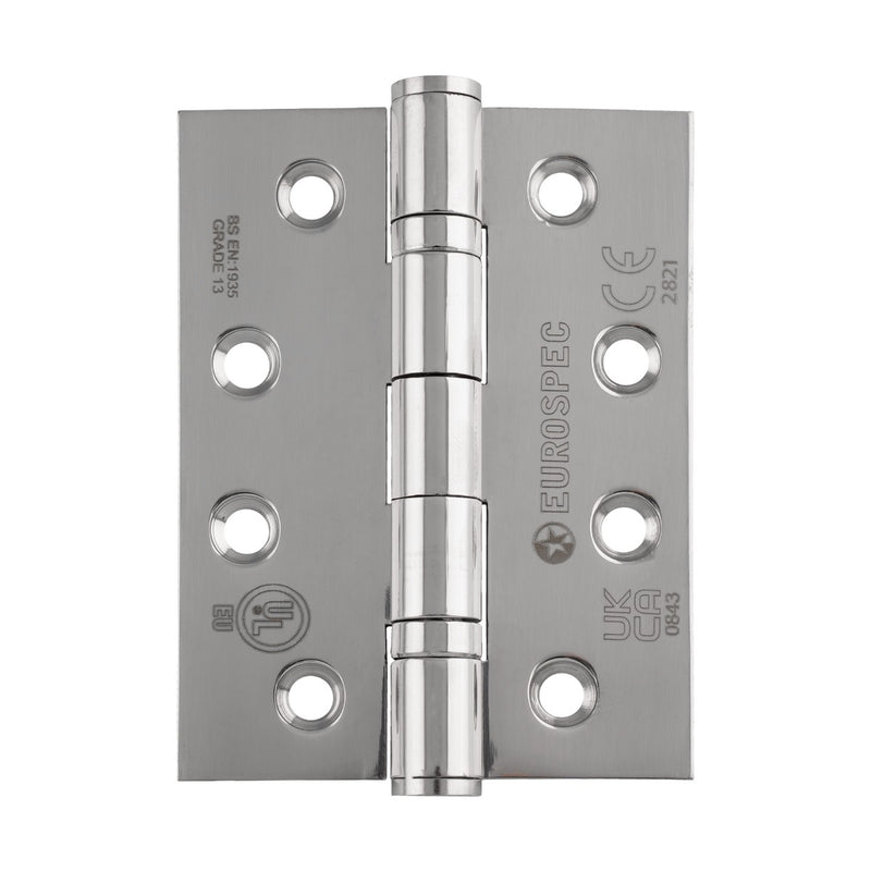 102 X 76 X 2.5Mm Ball Bearing Hinge Grade 13 C/W Screws (3 Pack) - Bright Stainless Steel