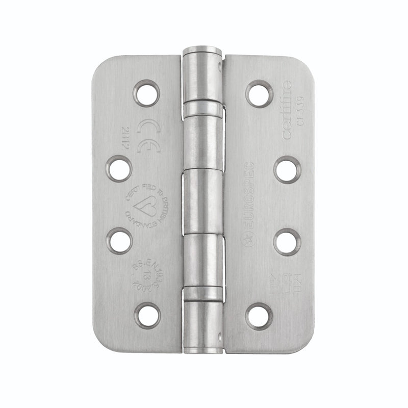 102 X 76 X 2.5Mm Ball Bearing Hinge Grade 13 C/W Screws - Radius (3 Pack) - Satin Stainless Steel