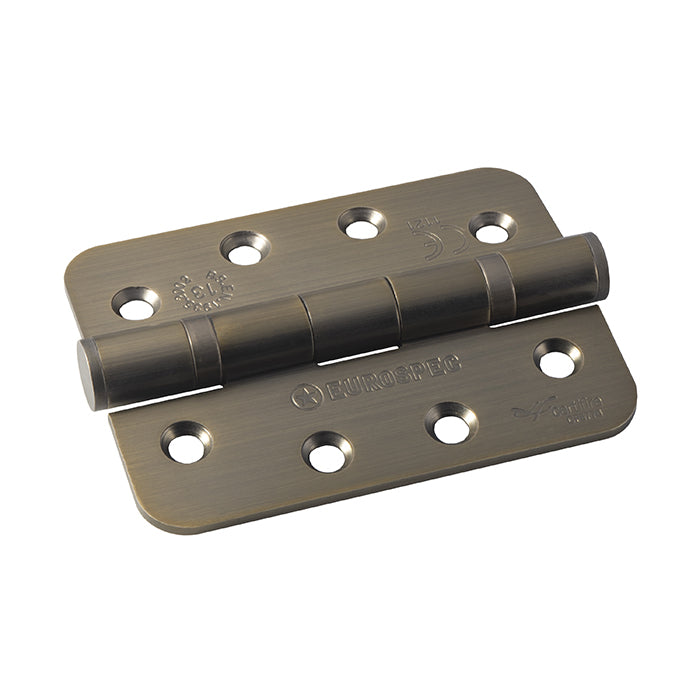 102 X 76 X 3Mm Ball Bearing Hinge Grade 13 C/W Screws (Pair) - Radius - Antique Brass